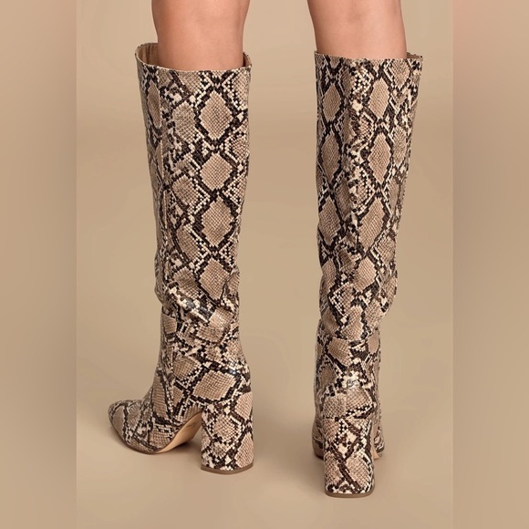 Snake Pointed-Toe Knee High Boots - Picture 4 of 5
